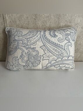 Blue Paisley Decorative Lumbar Pillow - White Background